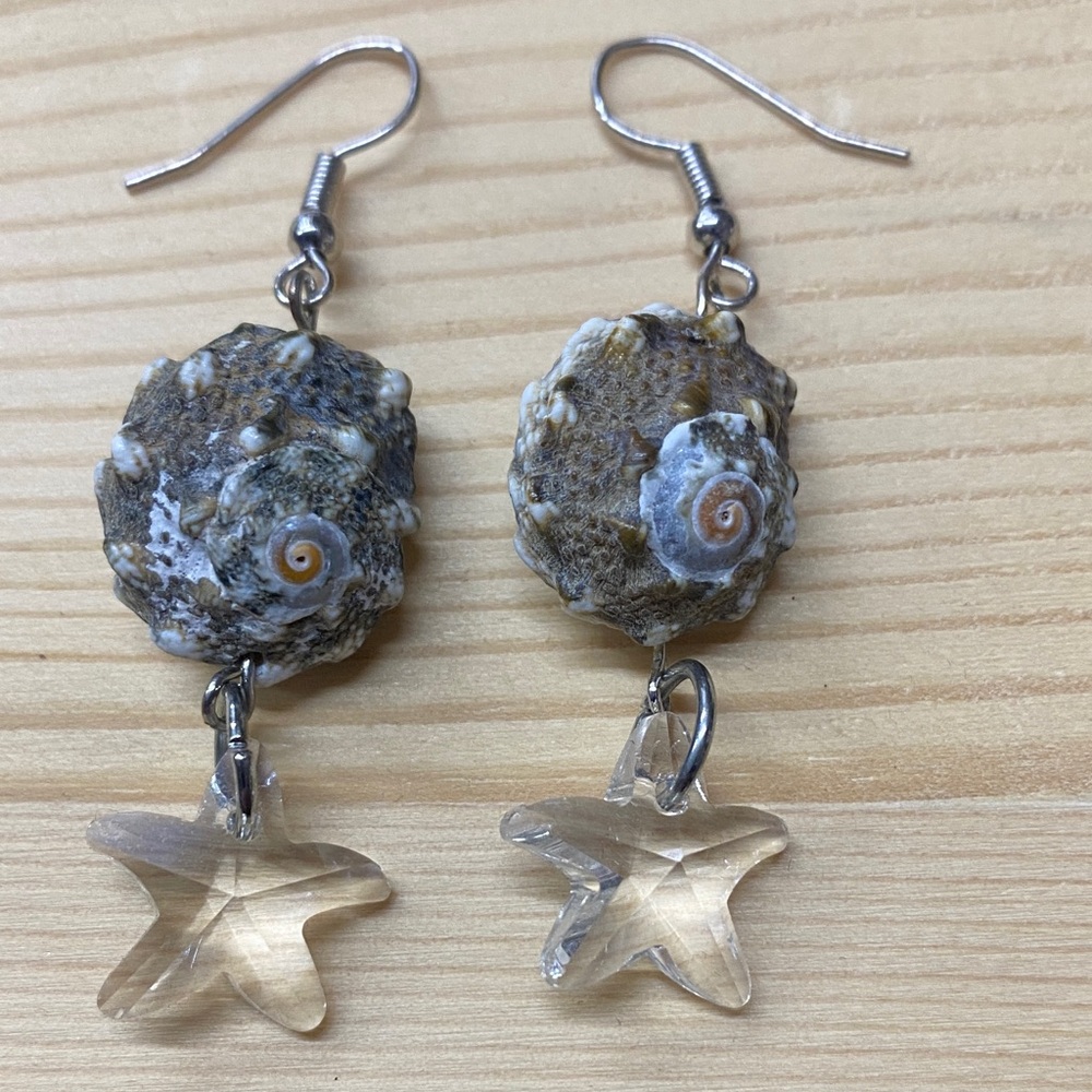 Handcrafted Seashell And Starfish Earrings